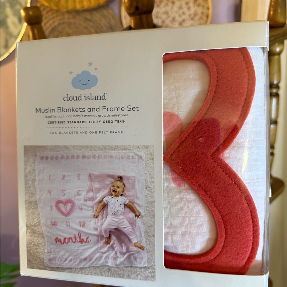 Cloud Island Pink and Red Muslin Blanket Set